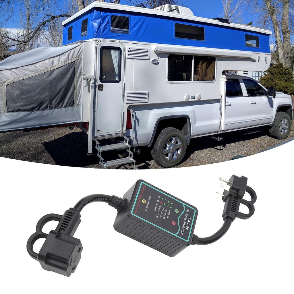 30A 120V RV Surge Protector 2100J Weatherproof Heat Insulation Circuit Analyzer Guard Device for Cam