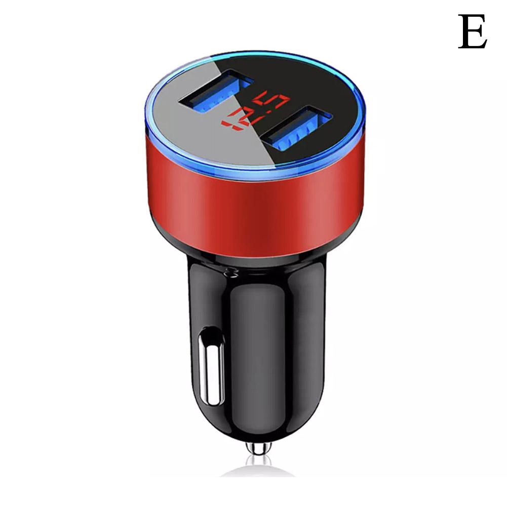 Car Charger For Cigarette Lighter Smart Phone USB Adapter Mobile Phone Charger Dual USB Digital Display Voltmeter Fast Charging
