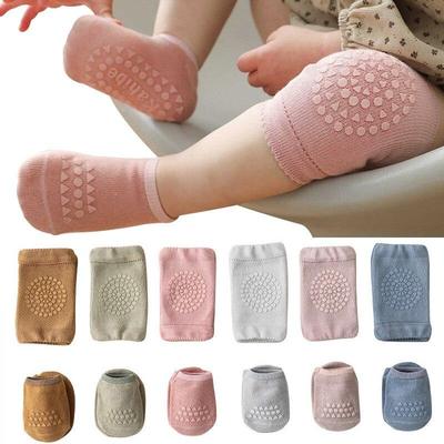 Calzini estivi per ginocchiere per bambini Set calzini antiscivolo in tinta unita Ginocchiera per bambini Calzini di sicurezza per gattonare Proteggi ginocchio per ragazze e ragazzi