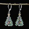Charm Female Christmas Tree Plant Hoop Earrings Vintage Fashion Silver Color Wedding  For Women