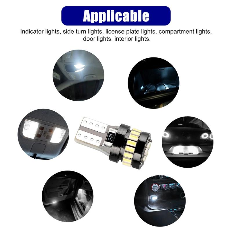 10Pcs W5W Led T10 Led Canbus Light Bulbs Car Parking Position Clearance Lights Interior Map Dome Reading Lamp 12V White
