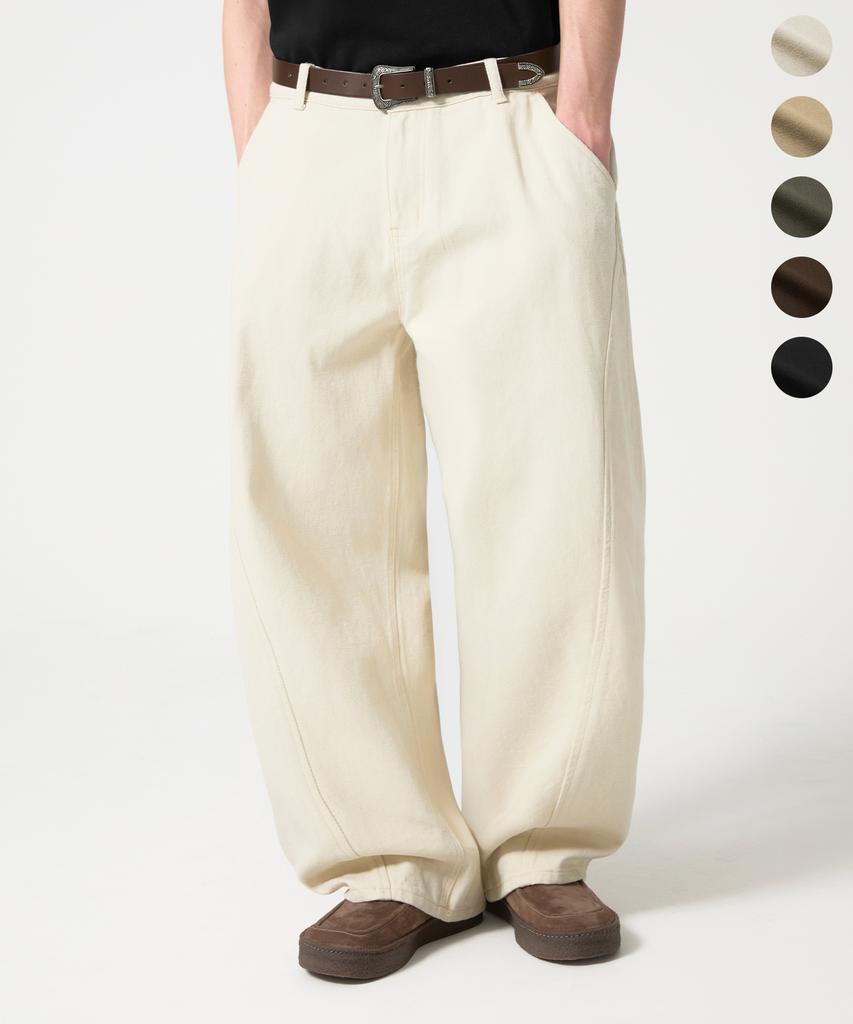 TRILLION [Special Feature] Curved Wide Cut Cotton Pants_5 Colors