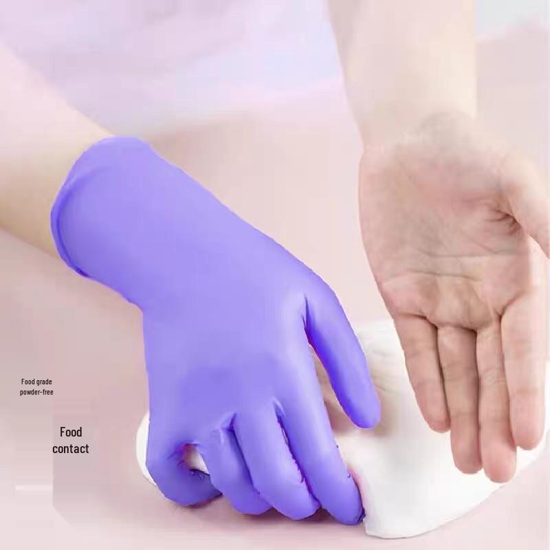 Food Grade Disposable Nitrile Gloves - Waterproof & Oil-proof for Catering, Home, Beauty, Hairdressing, Nail Art, Tattoo