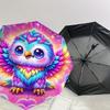1PC Owl Fantasy Automatic Open/Close Umbrella with Windproof, 8-Rib Sturdy Canopy, Durable Ribs, Fashionable Design, Outdoor Accessory, Fun Prin, Holi