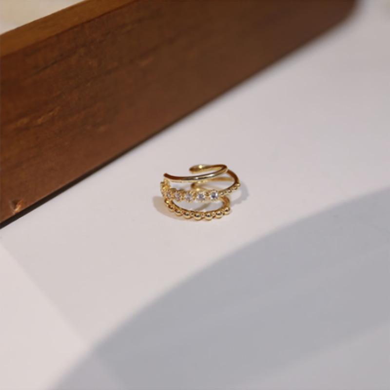 

S925 Sterling Silver Geometric Gold-Plated Diamond-Set Women s Ear Clips - Exquisite Light Luxury Design 925 Silver