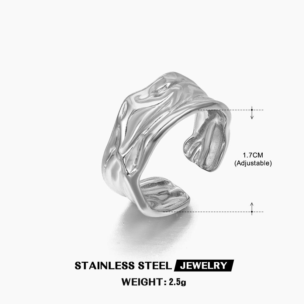 

Нерегулярные геометрические открытые кольца из нержавеющей стали для женщин, золотого цвета, текстура, парное обручальное кольцо, модные элегантные эстетические украшения