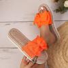 Fashion Women Slippers 2025 New Casual Home Slippers Cute Linen Slides Women Summer Bow-knot Soft Floor Sandals Indoor Flat Shoes