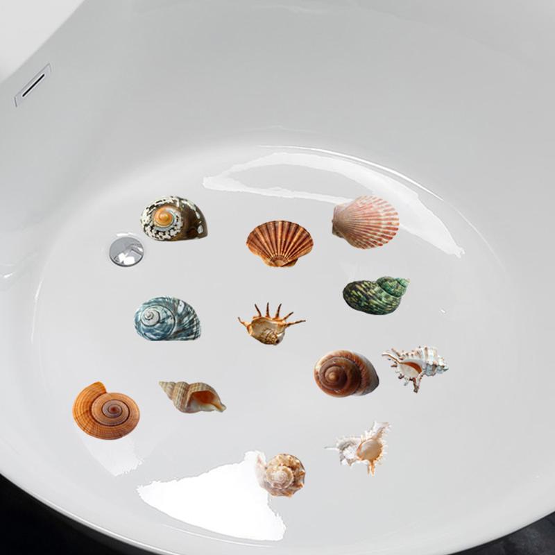 6Pcs/Set Bathtub Decoration Anti-Slip Bathtub Stickers Cartoon Coral Crab Small Fish Pattern Stickers Bathroom Pvc Frosted Batht