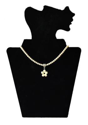 Pearl Choker Necklace with Flower Pendant – Handmade Jewelry