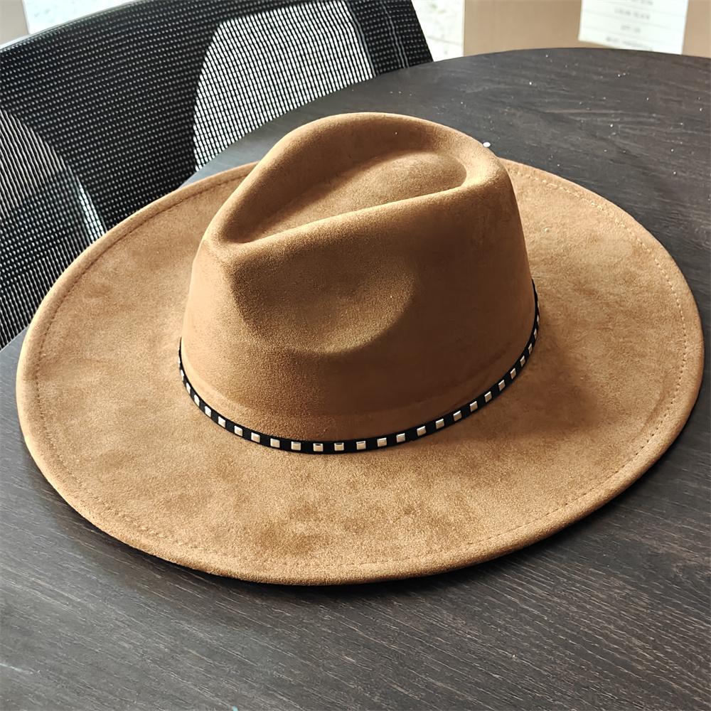 Winter Suede Wide-brimmed Fedora Hat for Women and Men Church Jazz Cap Panama Felt Hat Outdoor Windproof Hat Wholesale