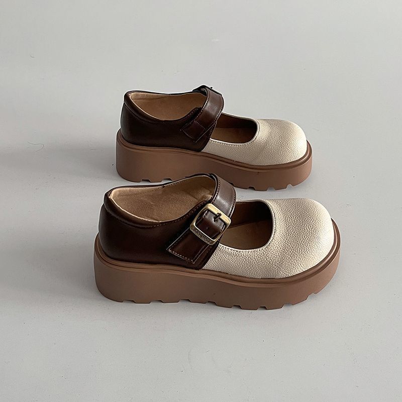 Korean version of casual style round head shallow mouth one-word single shoes, spring temperament increases and shows long legs Mary Jane small 