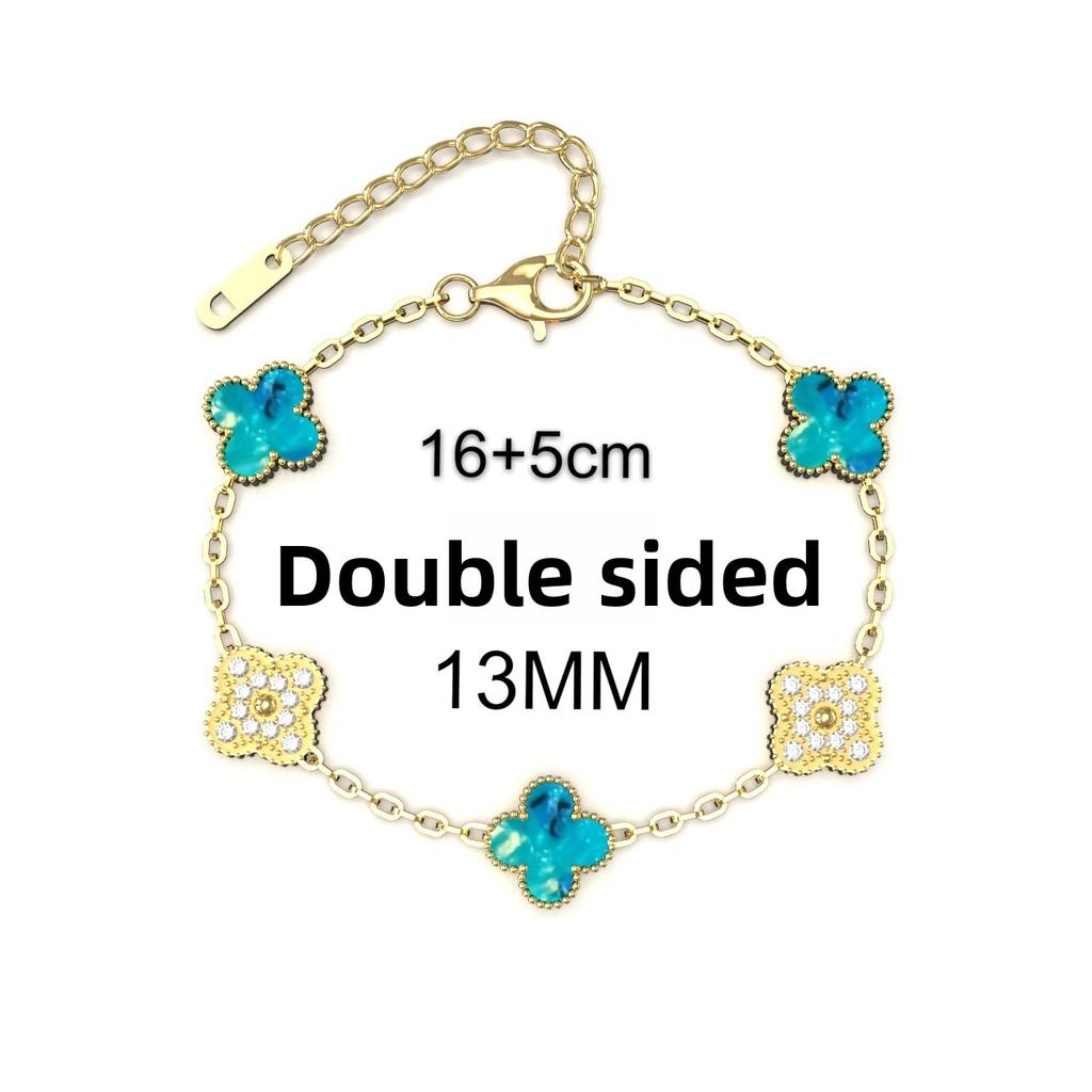 13mm Mote Høykvalitets Firkløver Armbånd 18K Fem Blomster Damearmbånd