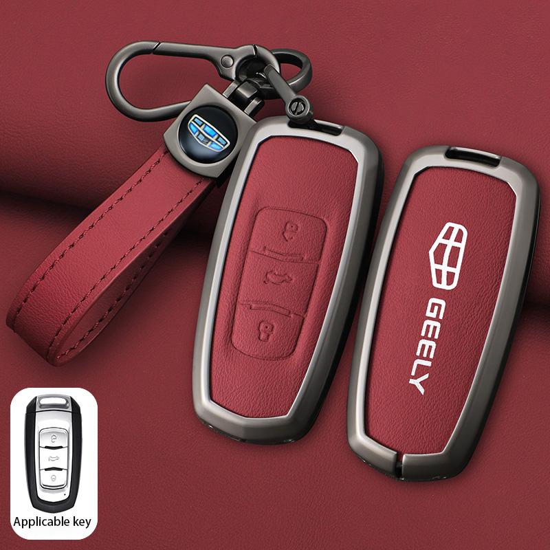 

Zinc Alloy Leather Car Case Key Cover Holder For Geely Emgrand 7 Gx3 Atlas Gs Nl3 Gili Emgrand 7 Ex7 Gt Gc9 Protector Accessorie