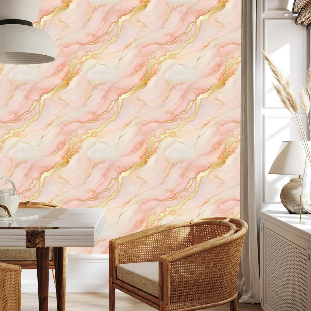 Ink wallpaper cream, peach, light gray and white 50x1000