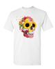 Sonnenblumen Zuckerschädel T-Shirt Tag der Toten Calavera Mexiko Herren T-Shirt