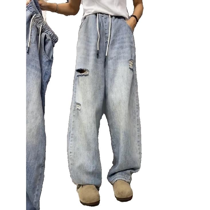 Retro Jeans Pánské podzimní Nový styl Výbušný Street Hooligan Pěkné ležérní kalhoty pro teenagery Volné rovné nohavice široké pánské kalhoty