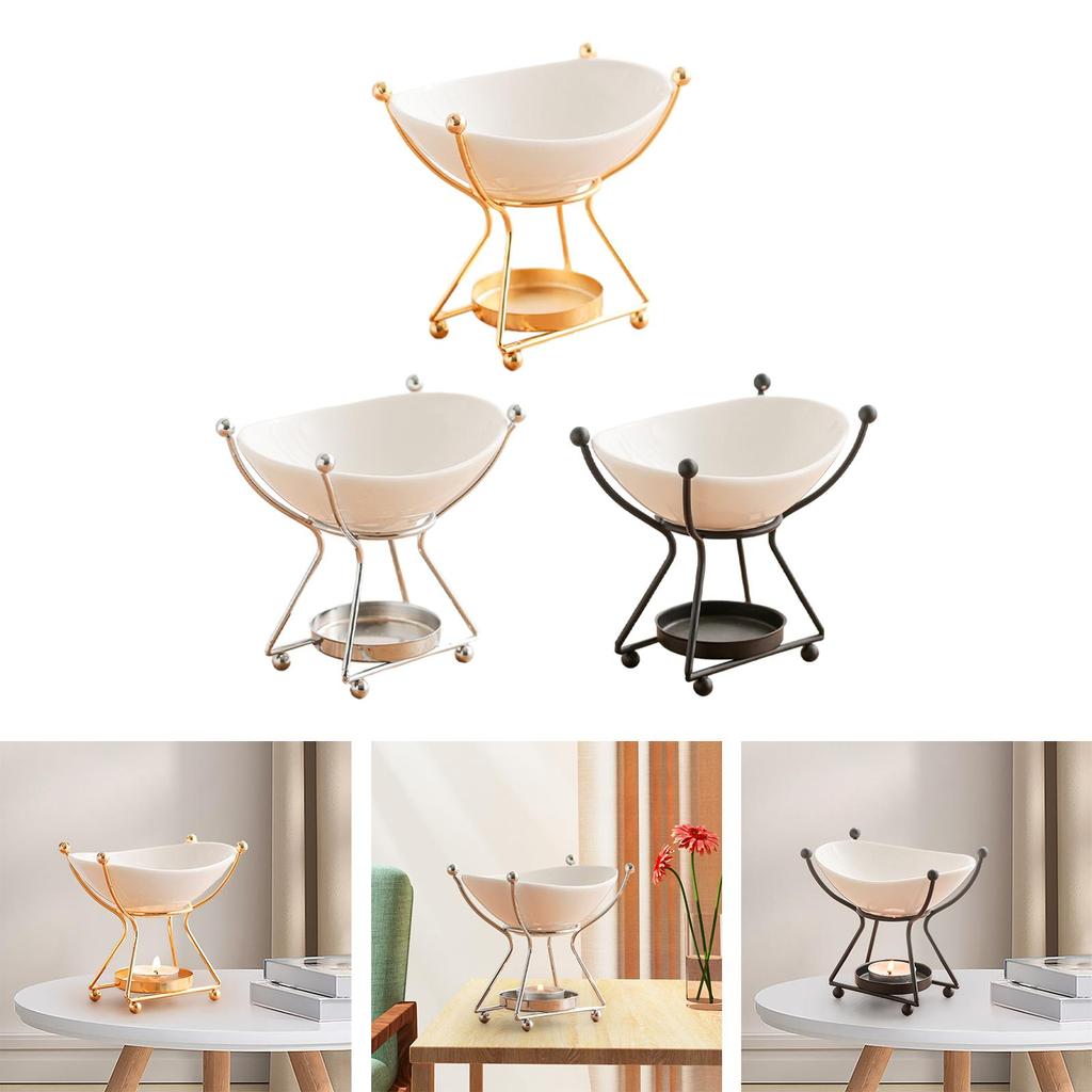 Scented Wax Melt Burner Candle Holder Iron Frame Oil Burner Aroma Oil Warmer for Kitchen Meditation Desktop Bathroom Yoga Spa