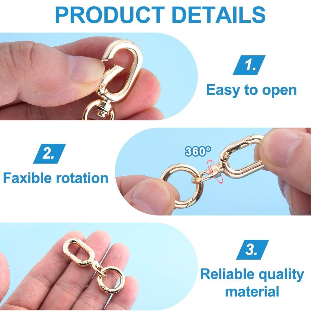 12pcs Double Opening Swivel Clasp Clips Metal Swivel Spring Snap Hooks Key Chain Clip with Key Ring Spring Coil Opening Keychain