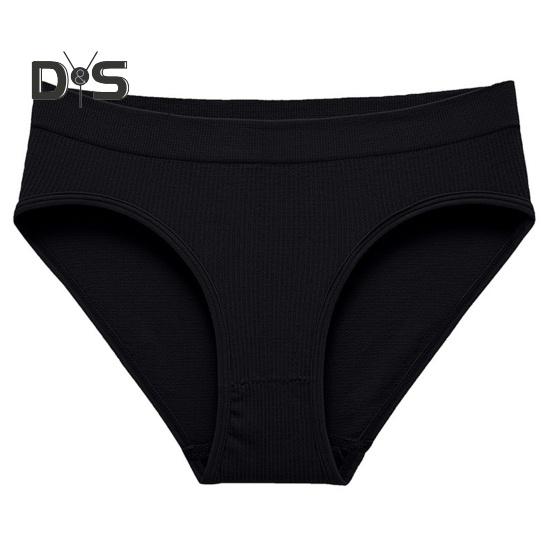 Women Panties Solid Color Elastic Mid Waist Seamless Thin Thread Soft Anti Septic Breathable Intimate Clothes Lady Underwear Briefs