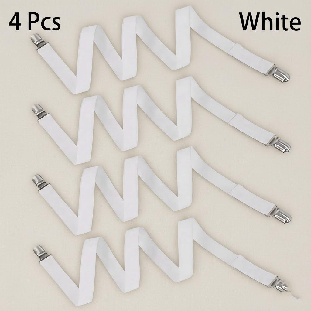

4PCS Dual Clip Bed Sheet Fasteners Multipurpose Grippers Secure Bed Sheets Sofa Covers Adjustable Antislip Feature білий