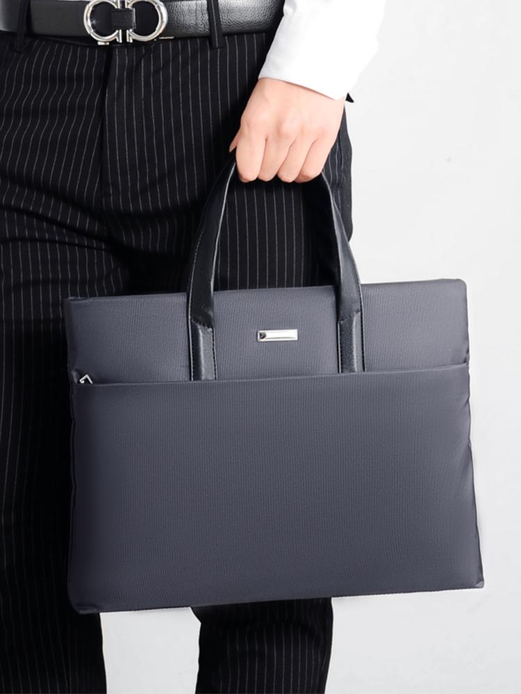 Business Briefcase Polyester Water-resistant Men's Business Light Handbag Large Capacity Computer Bag Casual Crossbody Bag