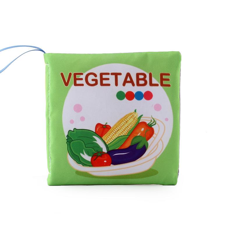 3D Baby Cloth Book: Early Education Toy with Fruits & Vegetables - 4 Pages, 8 Sides, English Cognitive Palm Book