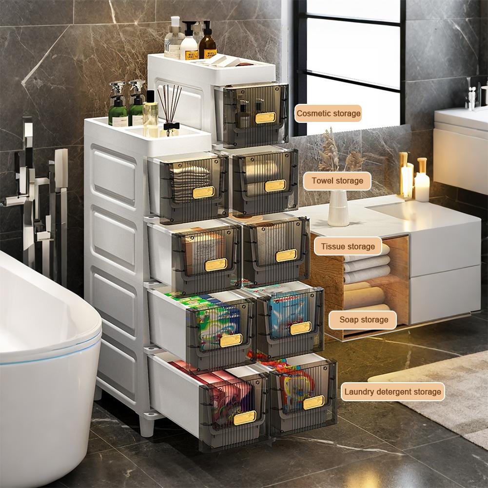 Bathroom Storage Cabinet 4/5 Tier Waterproof Light Luxury Bathroom Organizer Shelves for Kitchen Bathroom Corner and Small Space