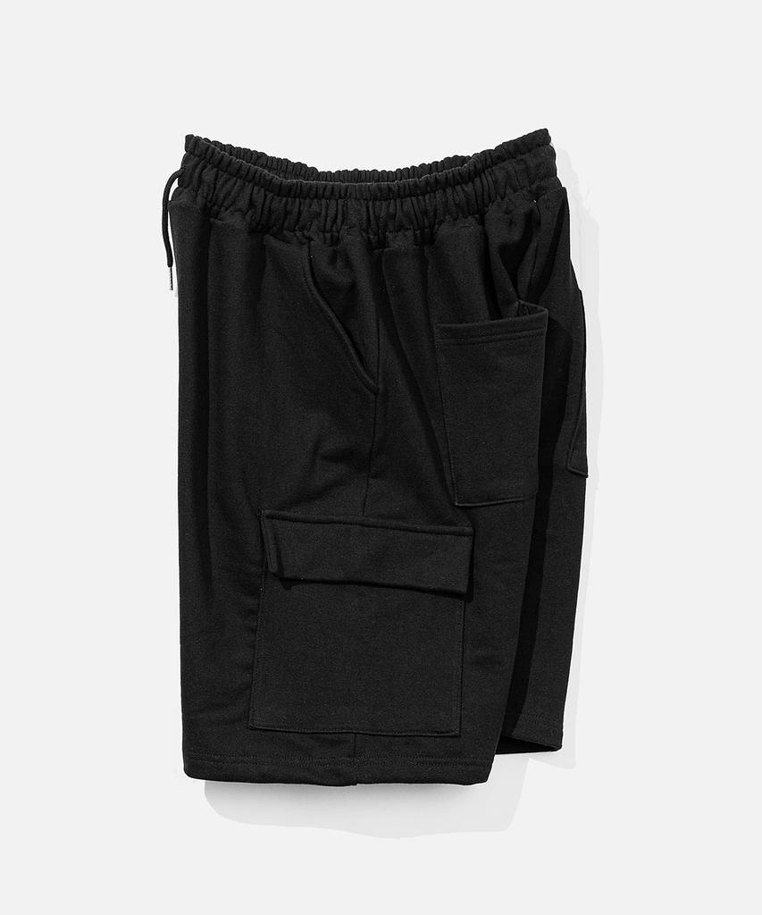 Bastic Wide Sweat Cargo Half Pants_Black