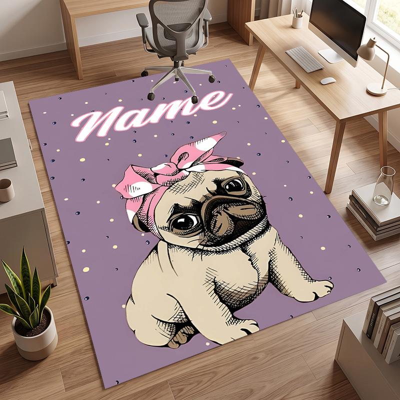 Cute PUPPY (14) Personalized Name Office Carpet Stylish Decor for Living Room Bedroom Kitchen