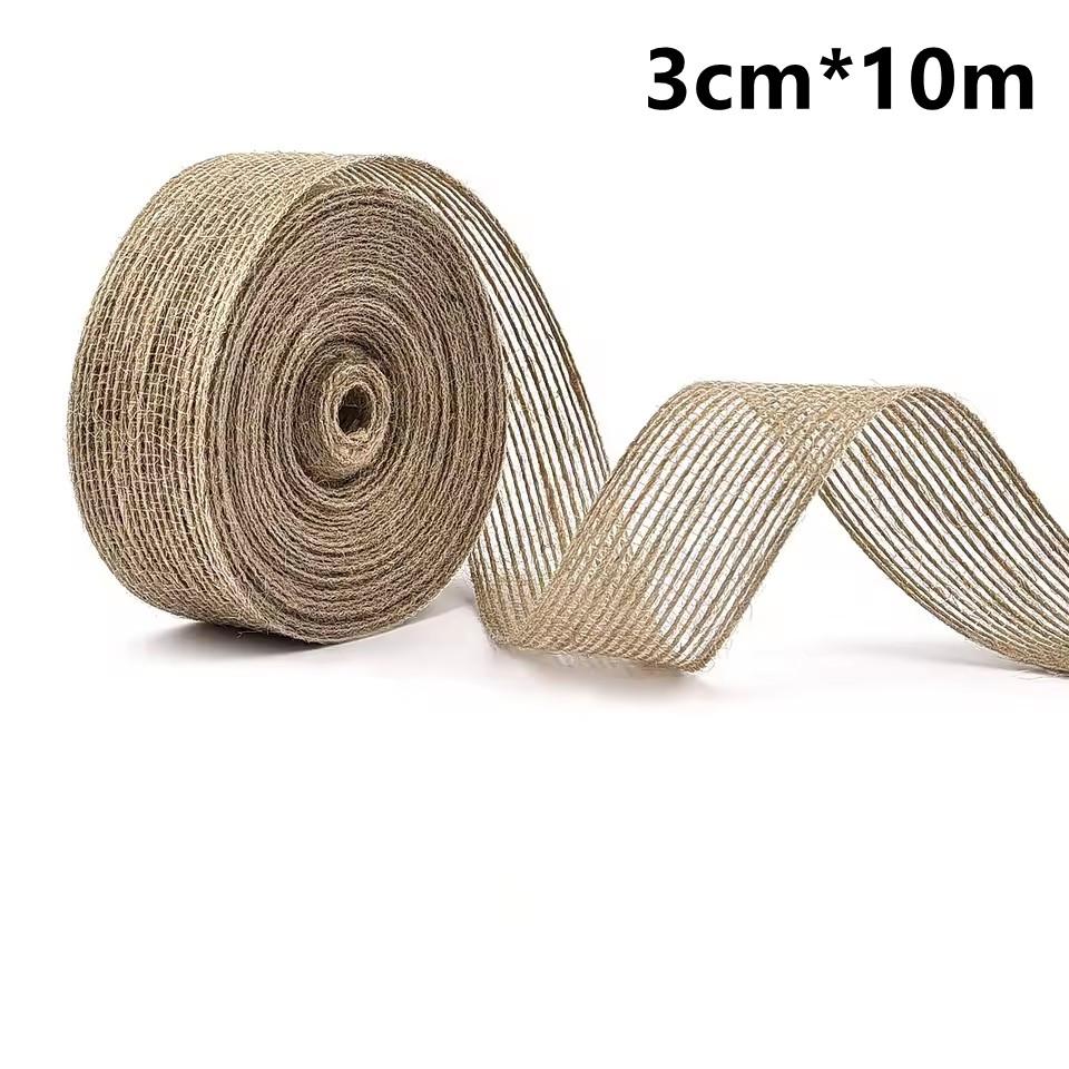 10meters Linen Burlap Fabric Ribbon Macrame Craft Linen Webbing for Wedding Decoration Gifts Box Bouquet Bow Packaging Stuff