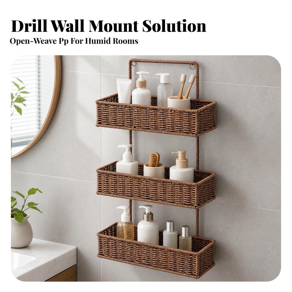 Vertical Storage Organizer Multi-Purpose Three-Tier Wall-Mounted Basket