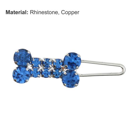 Pet Barrettes Rhinestone Inlaid Pet Grooming Anti-fade Novelty Dogs Bone Hair Clips for Long-haired Dog