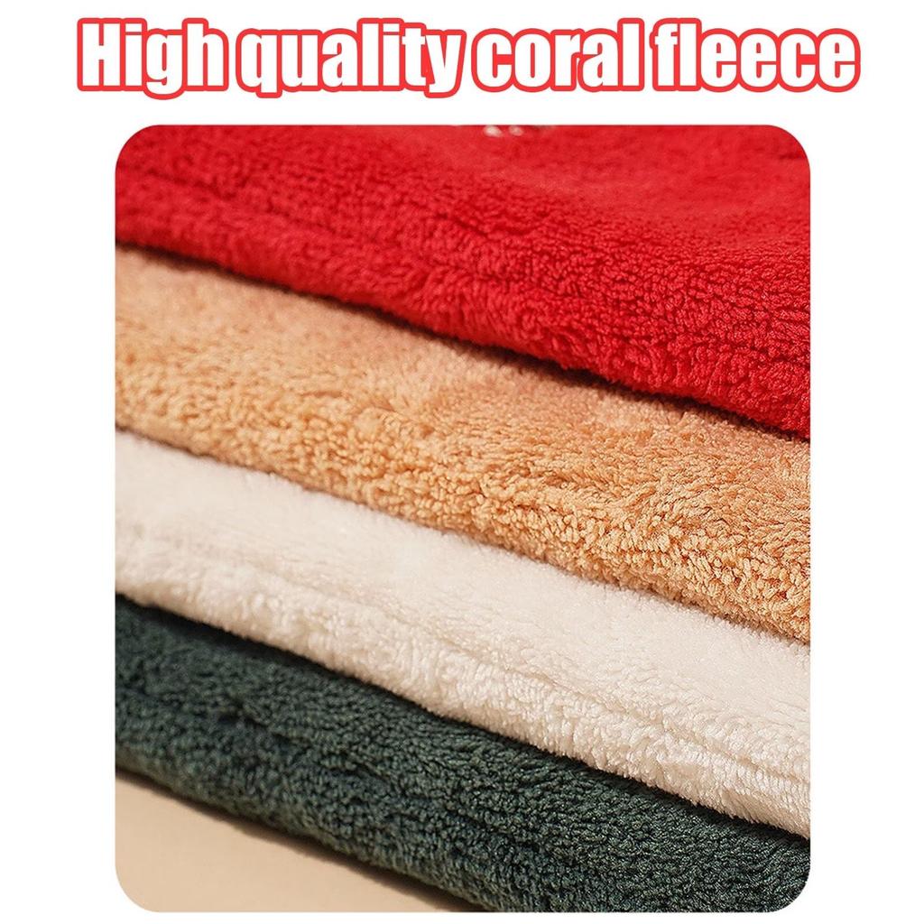 Thicken Coral Fleece Hanging Hand Towel, 3D Christmas Santa Claus Hand Towel for Kitchen & Bathroom Fast Drying Cleaning Towel