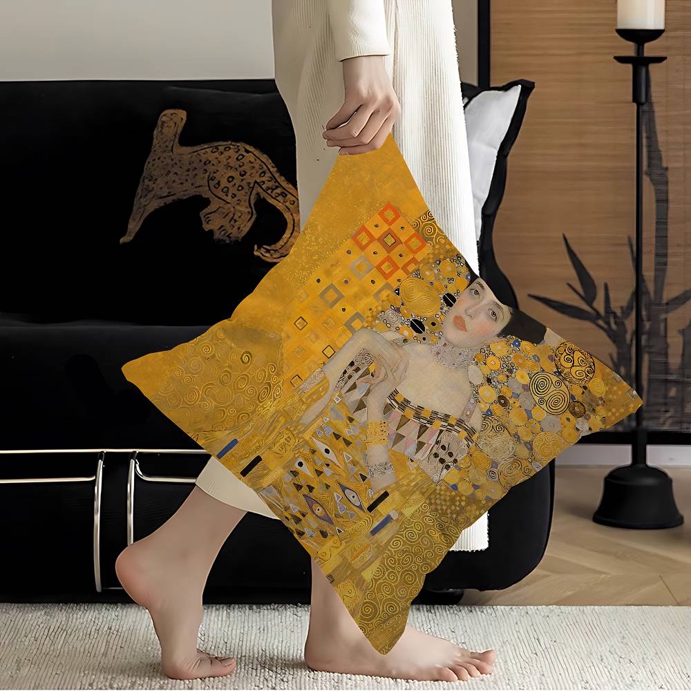 The Kiss Gustav Klimt Painting Cushion Cover Inches Farmhouse Decor Home Throw Pillow Covers For Couch Decorations