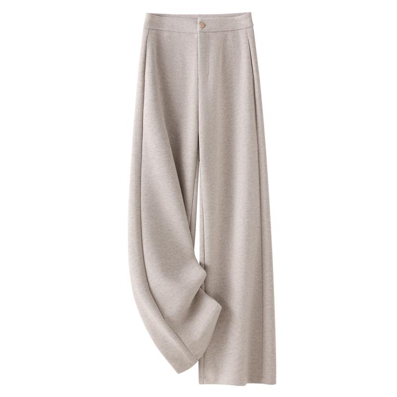 

Women s Apricot High-Waisted Slimming Straight-Leg Pants: 2024 Fall/Winter Loose Casual Drapey Wide-Leg Style M