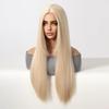 LOUIS FERRE Blonde Middle Part Synthetic Wigs for Women Girls Long Straight Natural Hair Daily Cosplay Heat Resistant Fiber Wigs