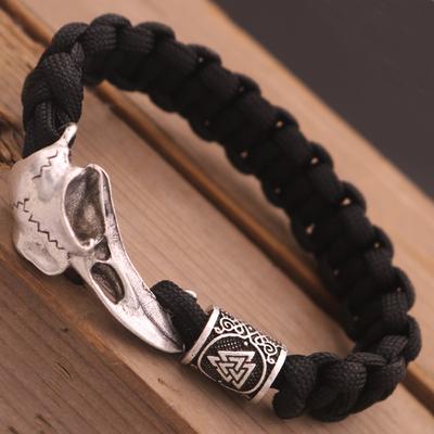 Skull Crow Straight Triangle Beads Aoding Myth Celtic Knot Bracelet Personalized Punk Woven Bracelet
