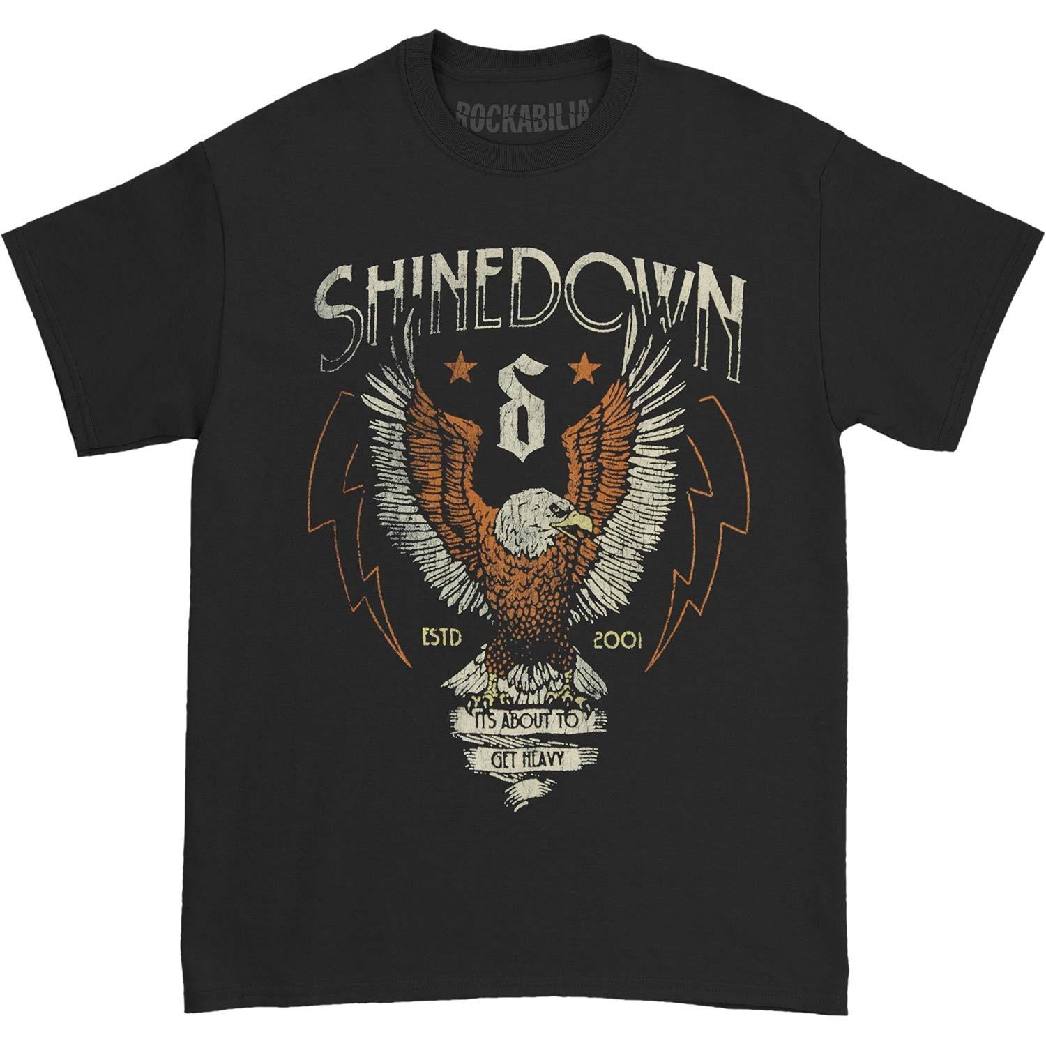 Men s Shinedown Heavy Landing Tee T-shirt Small Black 3XL