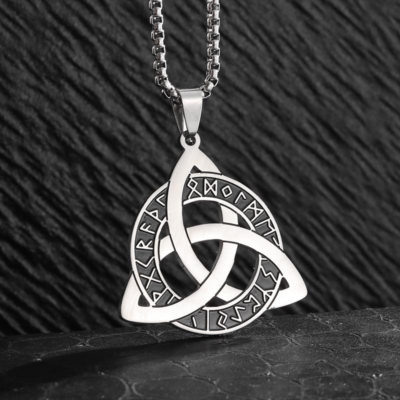 European and American Nordic Viking Stainless Steel Necklace Men and Women Necklace Retro Rune Pendant