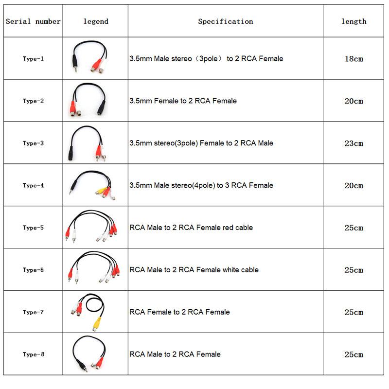 3 Pole 4 Pole 3.5mm Male Female Stereo To 2 RCA Male Female To Cable 2RCA Male Female Stereo Extend Audio Video Red White Cord