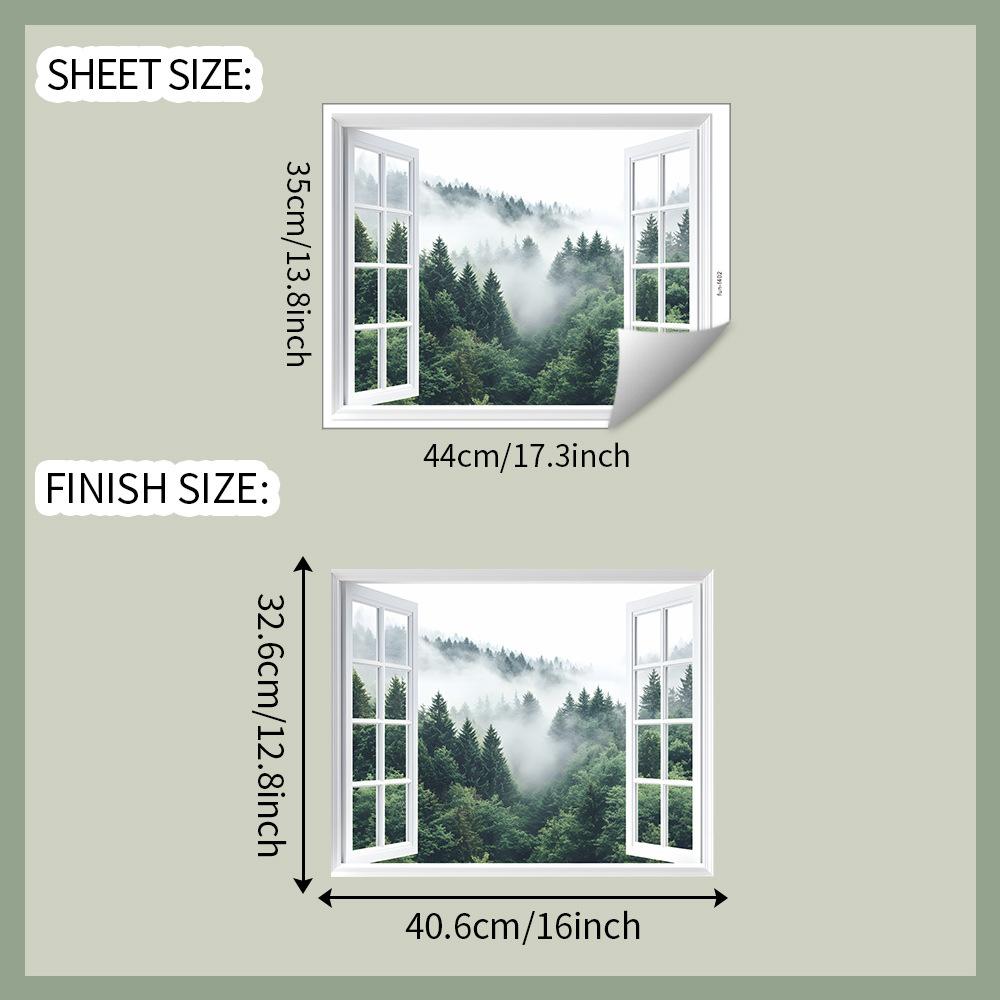 

Имитация ложного окна Лес Спальня Гостиная Прихожая Домашний фон Украшение Наклейки на стену