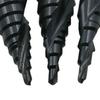3PCS 4-32MM Multifunctional Spiral Groove Nitridation HSS Stepped Cone Drill Bit Set