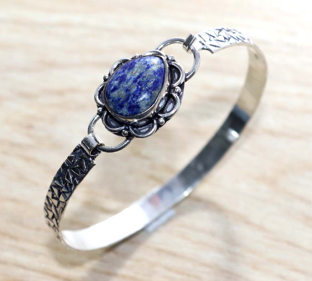 Lapis Lazuli 925 Silver Plated Bangle 7" Holiday jewelry Most Beautiful A2z50