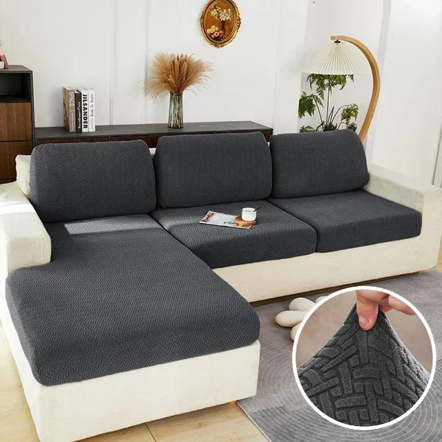 Elastic Sofa Cover Solid Sofa Seat Cover Grey Washable Seat Cushion Cover Furniture Protector Sectional