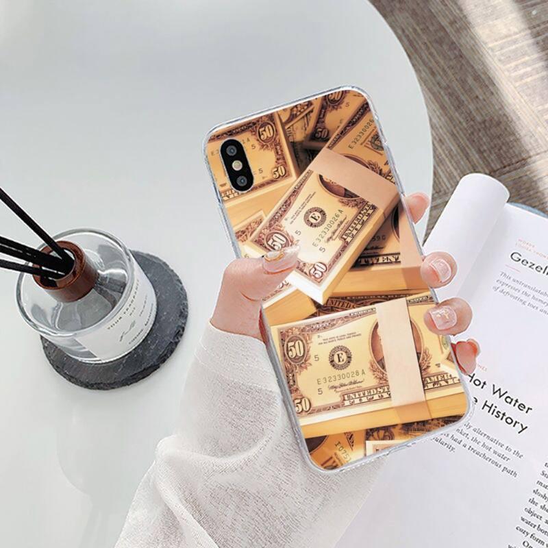 U.S. Dollar Money Phone Case For IPhone 14 13 12 11 XS X 8 7 6 Plus Mini Pro Max SE 2022 Soft Transparent Phone Cover