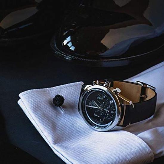 Knut Gadd CULT CHRONO Sports Chronograph Watch with Black Dial and Black Leather Warranty Men's Strap, 3-Year