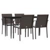 Vidaxl 5-Cz. Gartenmöbel-Set mit Kissen, Polyrattan und Stahl