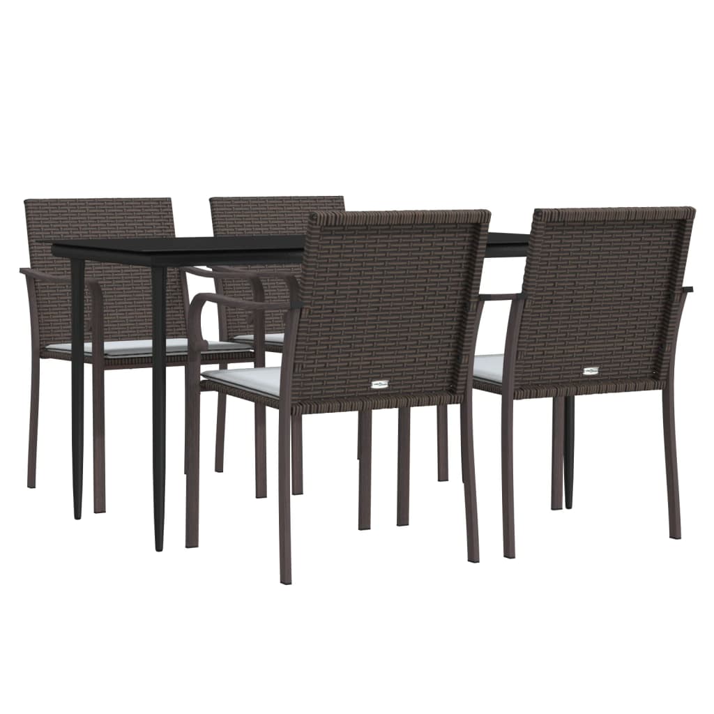 Vidaxl 5-Cz. Gartenmöbel-Set mit Kissen, Polyrattan und Stahl