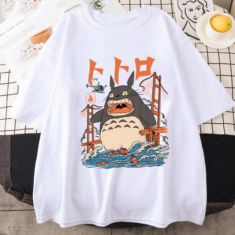 Summer Unisex Anime Totoro Studio Ghibli T Shirt Women Harajuku T Shirt Fashion Anime T-shirt Funny Cartoon T Shirts Top Female Tees