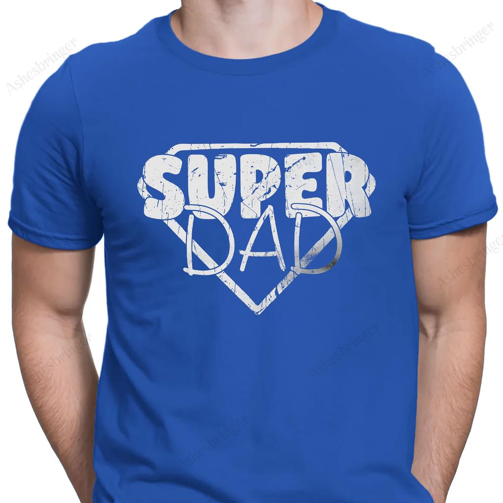 Super Dad Graphic Novelty Crew Neck Fathers Day T Shirt Funny Dad Gift Tee Street Casual Style Tops for Men and Women